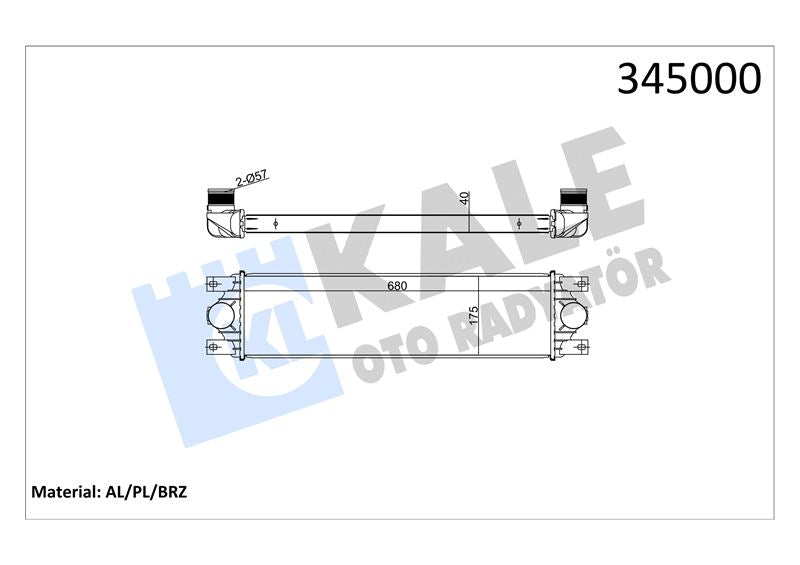 KALE Turbo Radyatoru ( Intercooler ) Master II Movano Interstar Al/pl/brz 678×175.3X40