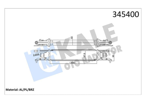 KALE Turbo Radyatoru (Intercooler) Grande Punto - Mito 1.3 (Al-Pl-Brz) (450X97X52)