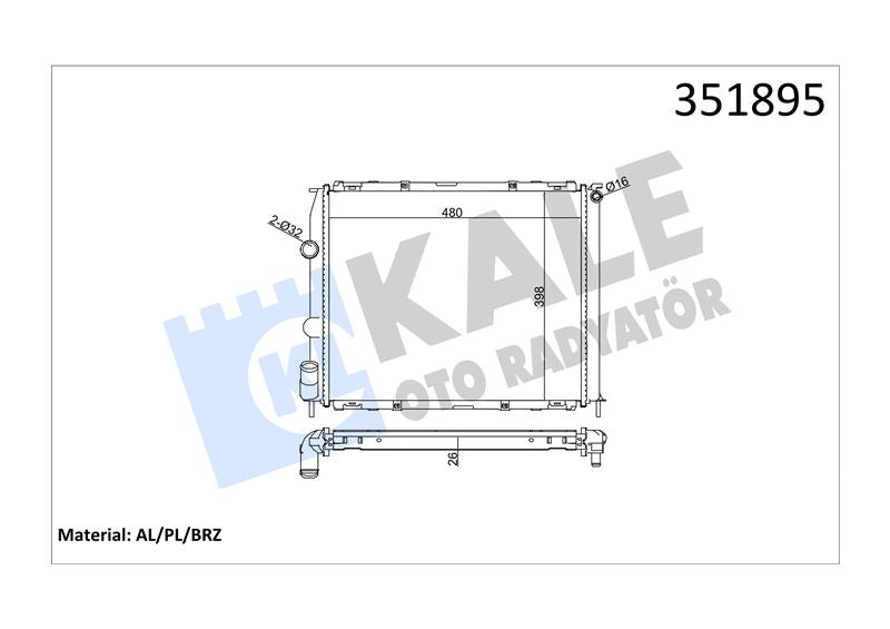 KALE Su Radyatoru Renault Clio II 1.2-1.4-.12 Lpg (98-05) / Kangoo 1.2-1.4-1.6-1.9 Dti (Mt) (Klimali)