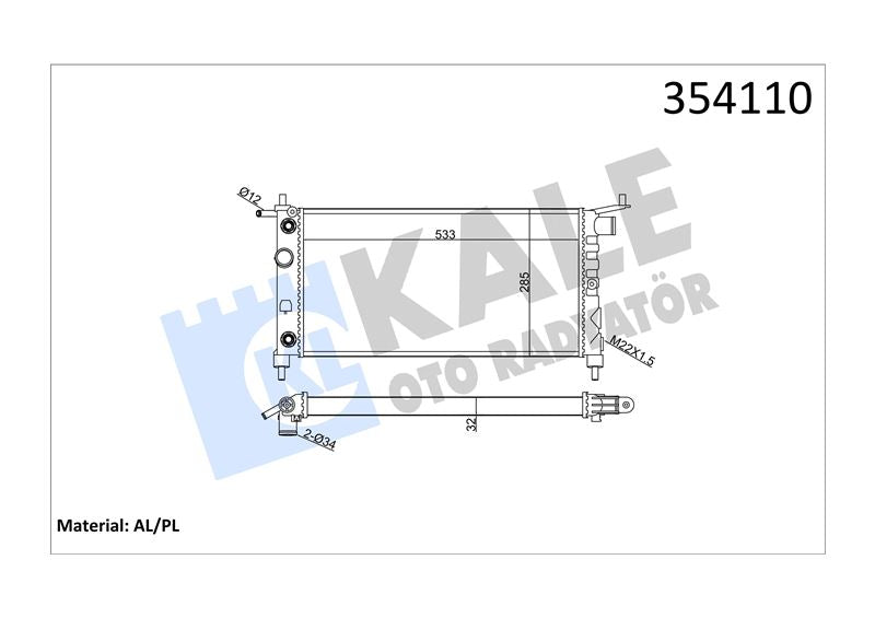KALE Su Radyatoru Opel Combo-Corsa B-Tigra 1.2-1.4-1.6 16V