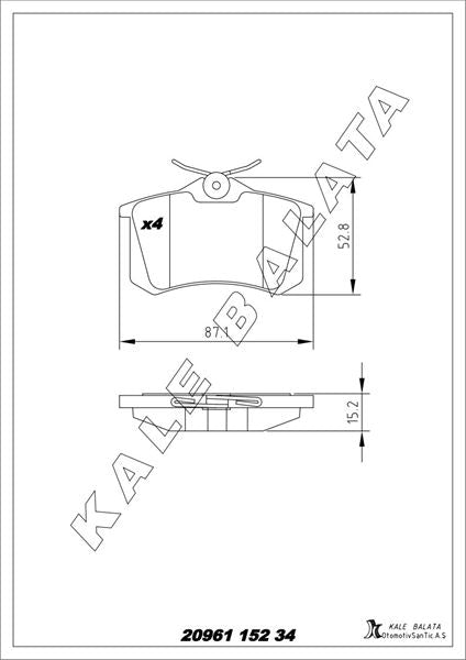 KALE BALATA Arka Balata Megane II Scenic I Espace III (96-) P405 P306 P307 Golf Jetta Ibiza A4 A6 (97-09)