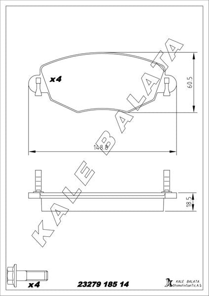 KALE BALATA On Balata Mondeo III 1.8 16V. 2.0 16V. 2.2 Tdci. 2.5 V6. 3.0 V6 (95-06)