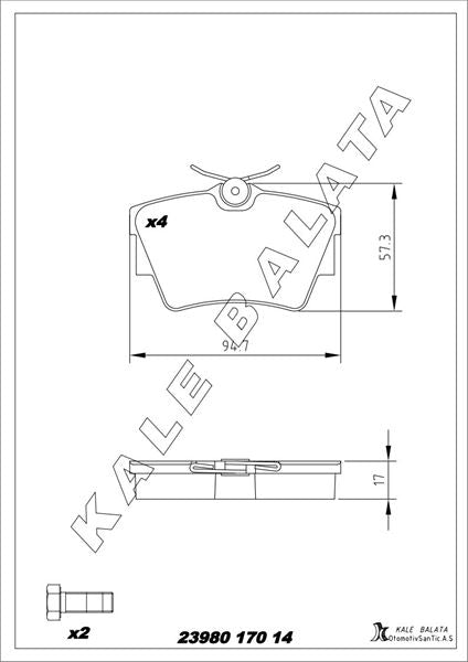 KALE BALATA Arka Balata Nissan Interstar Nv 300 Primastar - Vivaro I II (01-14) Trafic II (F9Q)