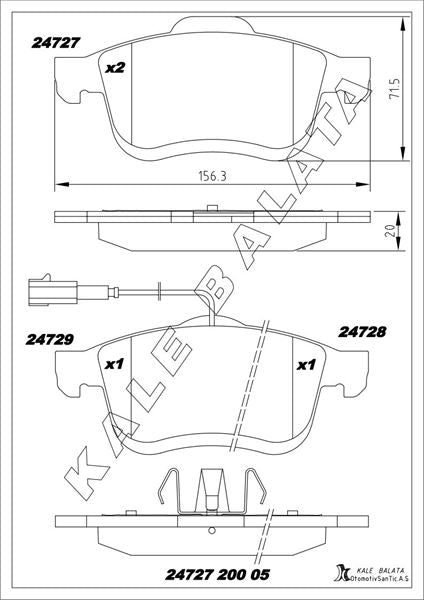 KALE BALATA On Balata Doblo Pratico (99-) Opel Combo (12-) ( Tek Fisli )