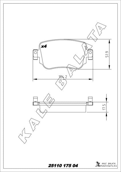 KALE BALATA Vw Caddy IV 15> / Skoda Octavia 12> / Seat Leon 12> / Audi A1 14> Q3 14> Disk Balata Arka ( GDB2042