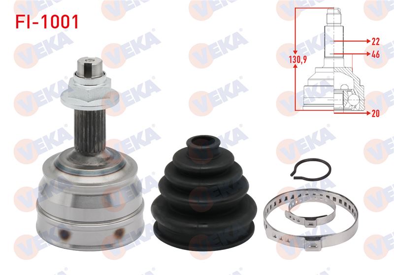 VEKA Aks Kafasi Sol-Sag On Dis 22×20X46 Uzunluk 130,9 Mm Fiat Tempra 1.4i 1992-1999 / Panda 1.4 2003-2012