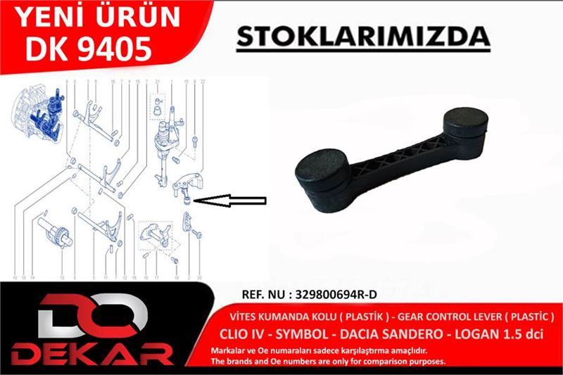 DEKAR Vites Kumanda Kolu Plastik Clio IV-Symbol-Dacia Sandero-Logan 1.5 Dci
