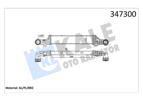 KALE Turbo Radyatoru ( Intercooler ) Mercedes E 200 E 220 E 270 Al/pl/brz 560×113X50