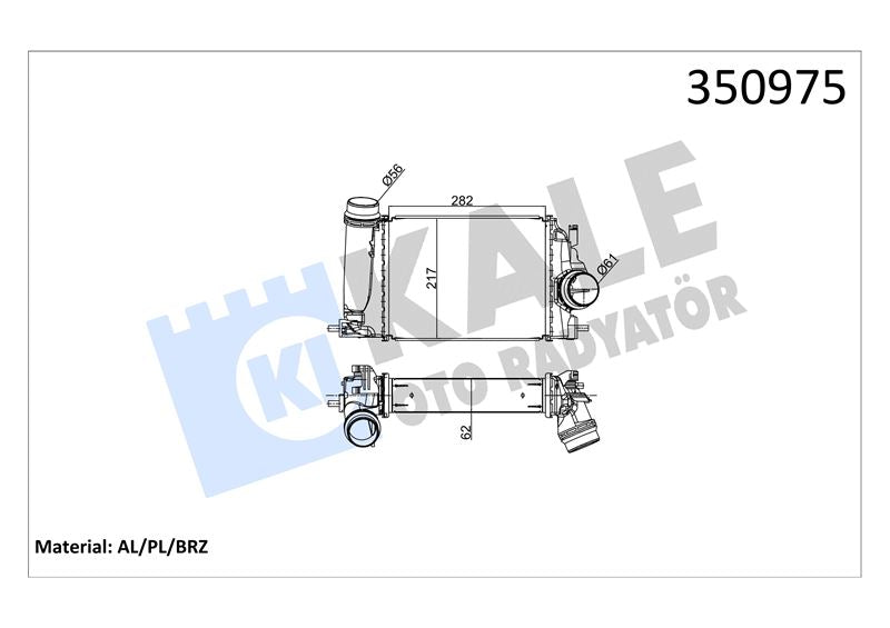 KALE Turbo Radyatoru (Intercooler) Megane IV 1.6TCE 16> / Qashqai II 1.6 Dig-T 14> Al/pl/brz