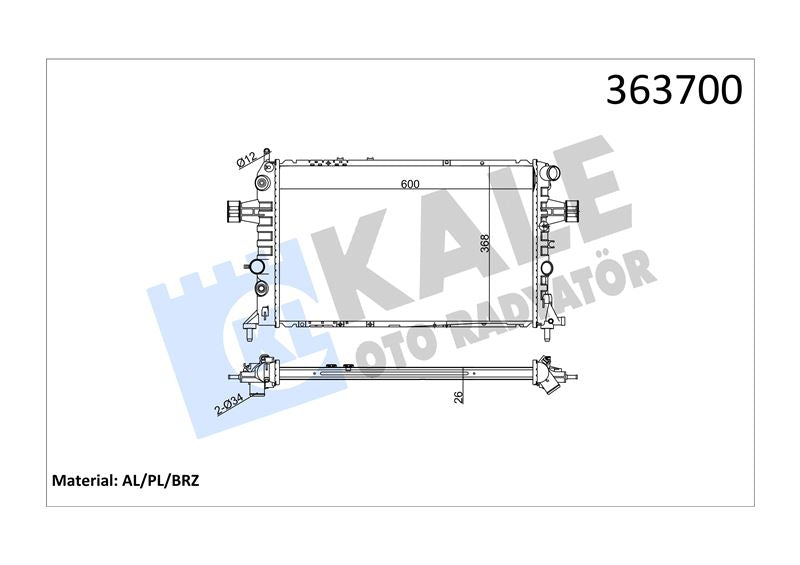 KALE Su Radyatoru (Brazing - Otomatik) Astra G - Zafira A (X16XEL Z16XE)