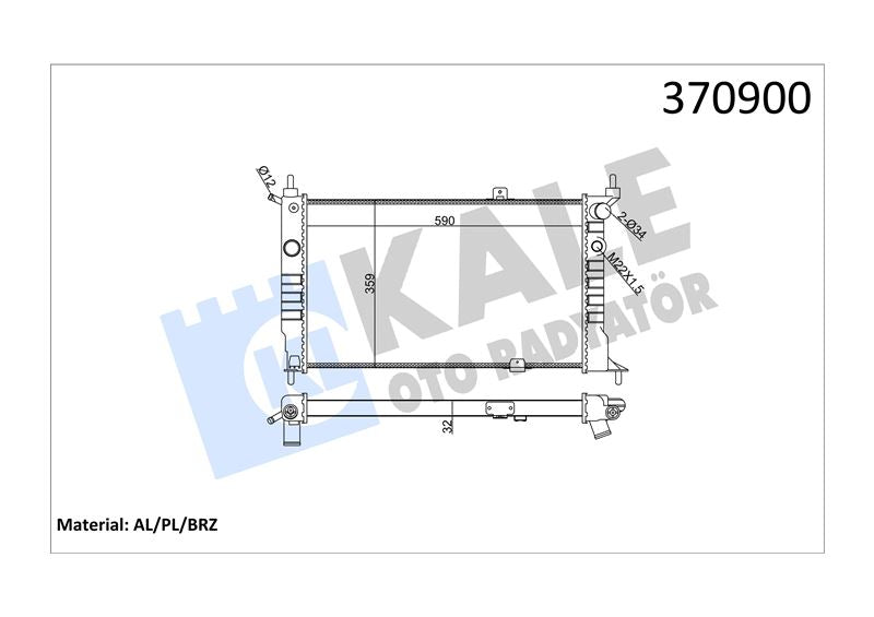 KALE Su Radyatoru Opel Astra F Al/pl/brz 590×358*32