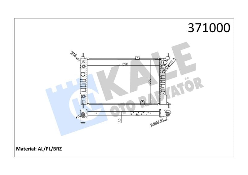 KALE Su Radyatoru Opel Astra F Al/pl/brz 590×358*32