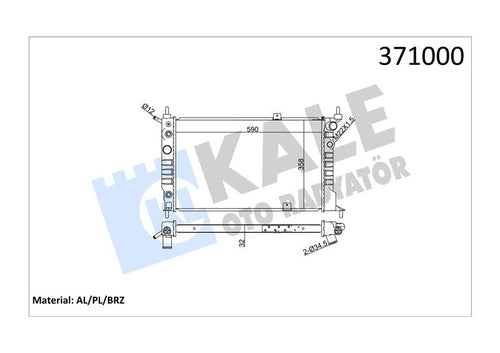 KALE Su Radyatoru Opel Astra F Al/pl/brz 590×358*32