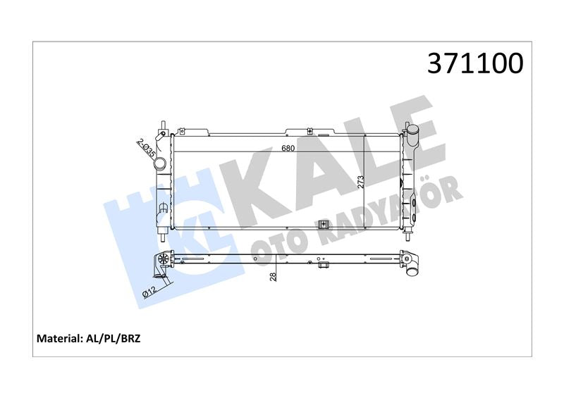 KALE Su Radyatoru Opel Combo Corsa Corsa B Tigra Al/pl/brz 680×273*26
