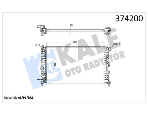 KALE Su Radyatoru Opel Vectra B Al/pl/brz 608×358*22