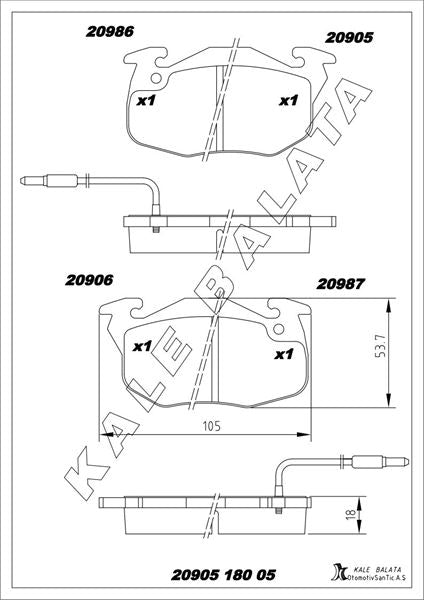 KALE BALATA On Balata R5 R9 R11 R18 R19 I II R20 R21 Clio I Espace I (85-99) Saxo (96-03)