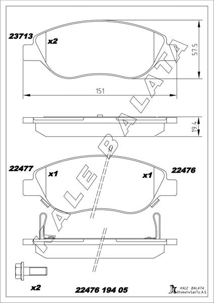 KALE BALATA On Balata Egea Hatchback Sedan Sw (15-) Yaysiz