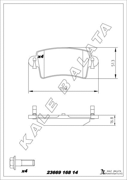 KALE BALATA Arka Balata Nissan Interstar - Movano 1.9 2.2 2.5 2.8 3.0DTI (01-) Master II 2.5D 2.8DTI (01-)