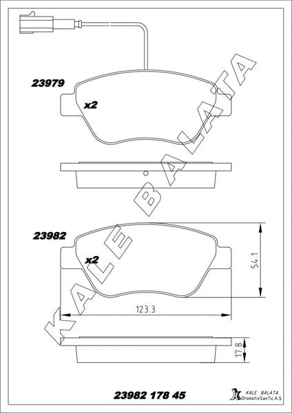 KALE BALATA Fren Balata On Albea 03> Linea 07> Fiat 500 13> Bravo Panda G.punto Fiorino 06> Doblo Cargo 05-10 St