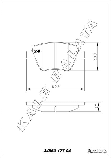 KALE BALATA Arka Balata Caddy III Golf VI VII (04-) Leon II (04-) A1 A1 Sb A3 A3 Cabrio A3 Sb (03-)