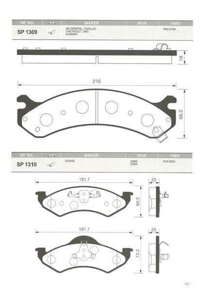 SANGSIN Balata On Disk Hummer H2 03 04 Chevrolet Silverado 01 03