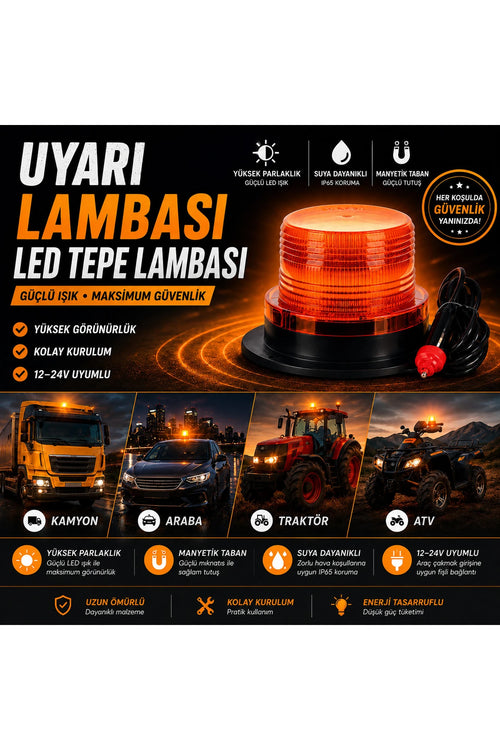 Döner reflektör Çakar Led Tepe Lambası Mıknatıslı Çakmaklık Girişli