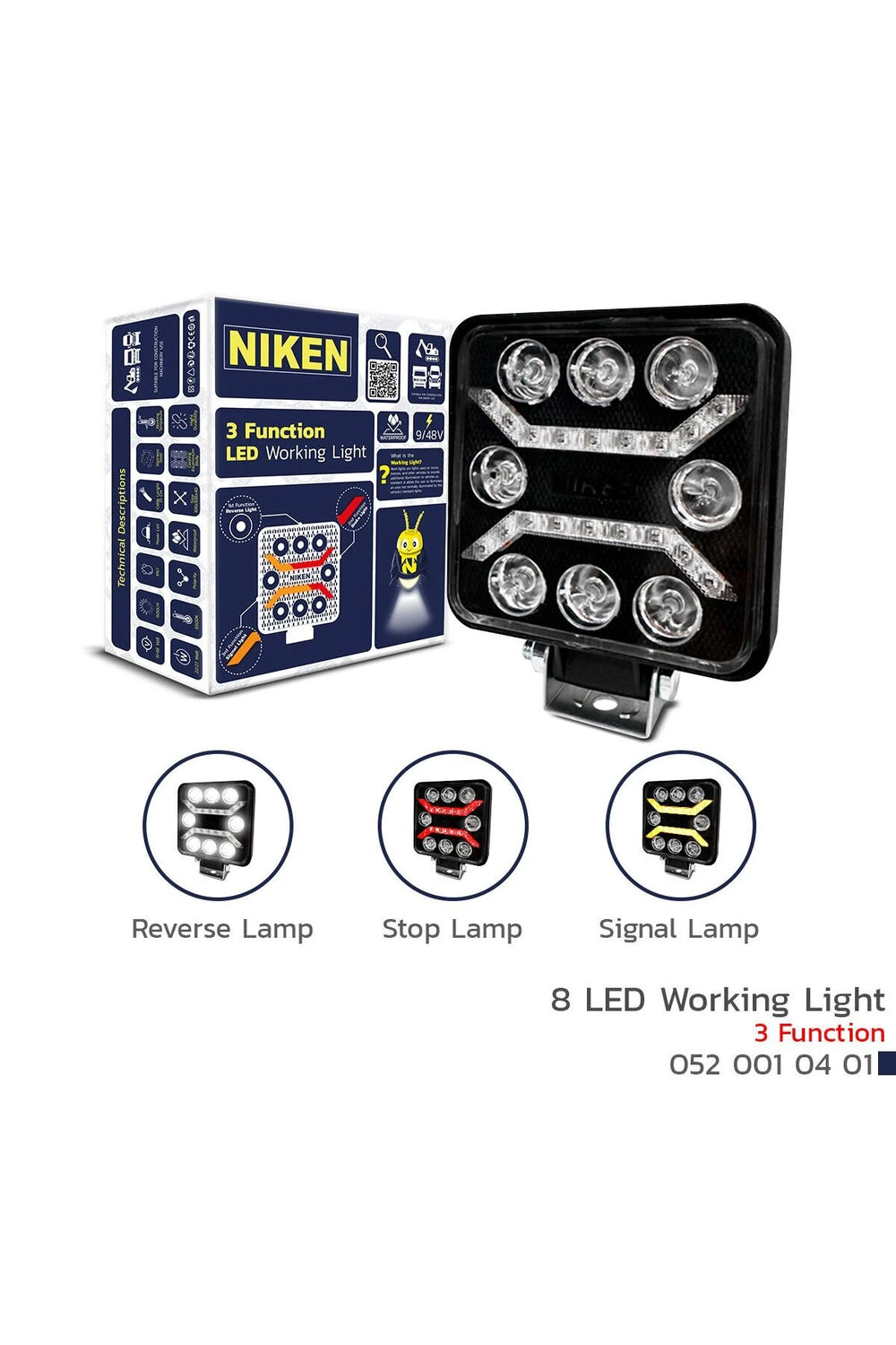 Çalışma lambası ledli pro kare 8 ledli 3 fonksiyonlu