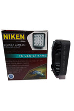 16 Led Kare Kalın Kasalı Off Road Sis Farı Çalışma Lambası (12V-24V UYUMLU) Yurtpar Otomotiv